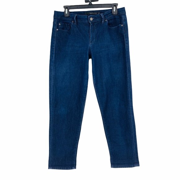 Womens Jeans Calvin Klein Size 29 Blue Tapered Lightweight Stretch Spandex - Picture 2 of 6